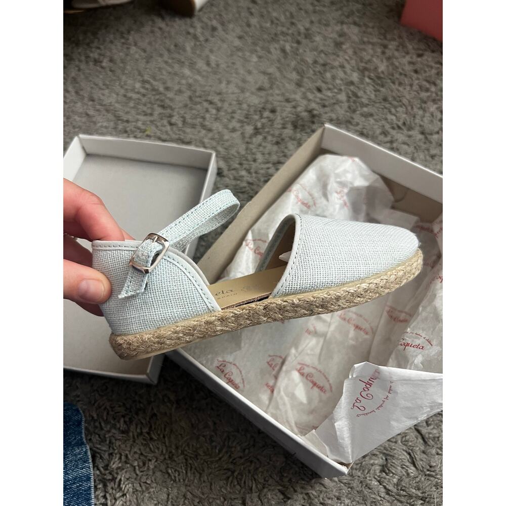 NWT Kids La Coqueta Olivia Canvas Girls Espadrille in Pale Blue